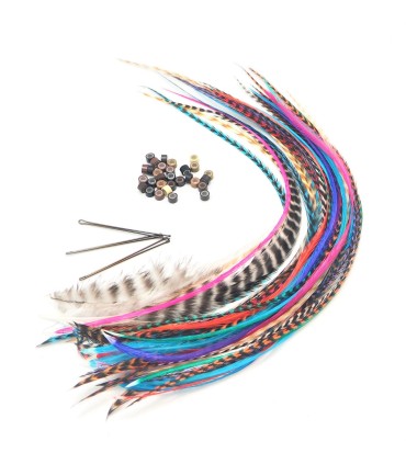 Dans ce lot :
30 plumes naturelles de 20 à 35 cm
30 anneaux de fixation toutes couleurs (blond 5%, blond foncé 20%, marron 20%, 