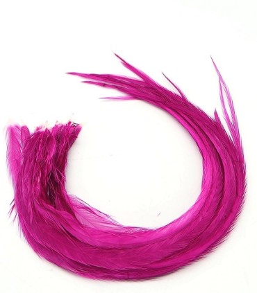 Rose puissant, tirant légèrement vers le violet
Plumes naturelles à fixer dans les cheveux comme des extensions
de 20 à 35 cm de