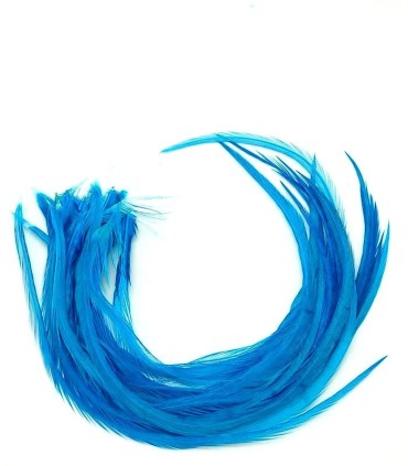 Un bleu intense et puissant
Plumes naturelles à fixer dans les cheveux comme extensions
de 20 à 35 cm de long, la majeure partie