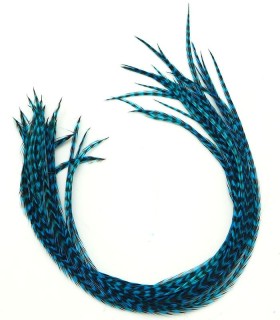 Bleu profond rayé - plumes fines pour cheveux