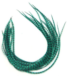 Vert velours rayé - plumes fines pour cheveux