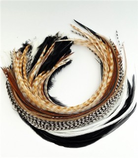 Lot de plumes pour cheveux - gamme Naturelles non teintées