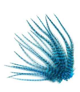 Bleu profond rayé - Plumes courtes pour cheveux