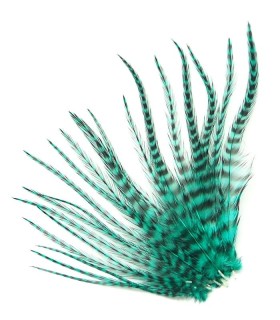 Vert velours rayé - Plumes courtes pour cheveux