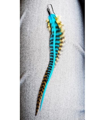 Boucle d'oreille unique en plumes naturelles fait main, collection Nui