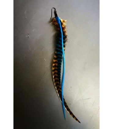 Boucle d'oreille unique en plumes naturelles fait main, collection Nui