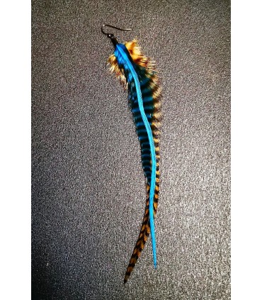 Boucle d'oreille unique en plumes naturelles fait main, collection Nui