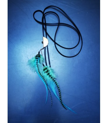 Sautoir en plumes naturelles, collection Acapulco