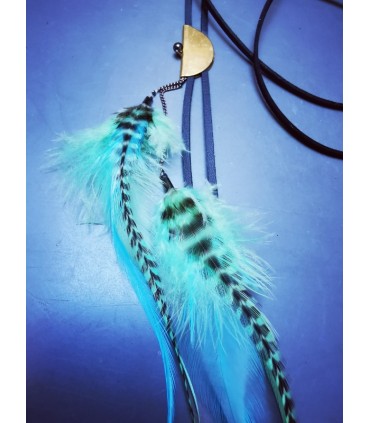 Sautoir en plumes naturelles, collection Acapulco