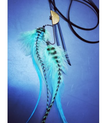 Sautoir en plumes naturelles, collection Acapulco