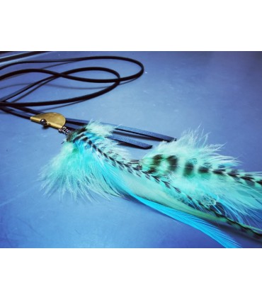 Sautoir en plumes naturelles, collection Acapulco