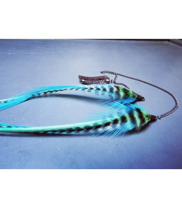 Bijou de cheveux en plumes naturelles - collection Acapulco