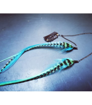 Bijou de cheveux en plumes naturelles - collection Acapulco