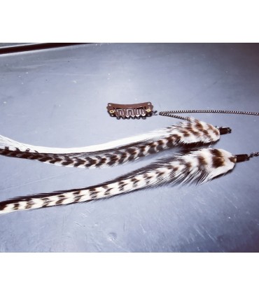 Bijou de cheveux en plumes naturelles - collection Binary
