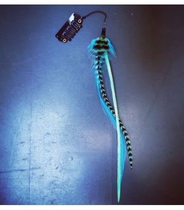 Bijou de cheveux en plumes naturelles - collection Acapulco