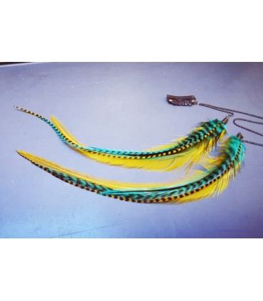 Bijou de cheveux en plumes naturelles - collection Greenwitch