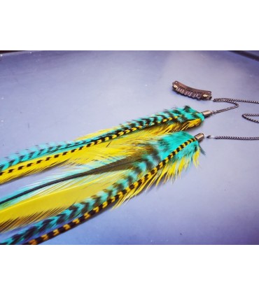 Bijou de cheveux en plumes naturelles - collection Greenwitch