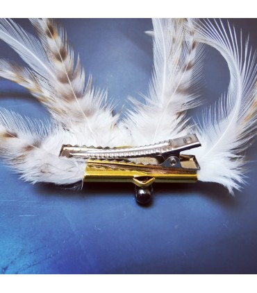 Barrette plumes naturelles - Collection Sibery