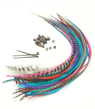 Dans ce lot :
30 plumes de 20 à 24 cm (choisissez la composition du pack ci-dessous)
30 anneaux de fixation toutes couleurs (blo