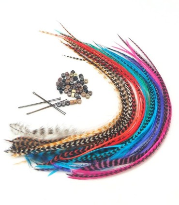 Dans ce lot :
50 plumes de 20 à 24 cm (choisissez la composition du pack ci-dessous)
50 anneaux de fixation toutes couleurs (blo