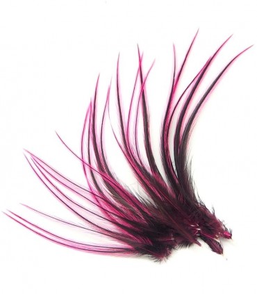 Plume courte unie avec un liseret noir au milieu à fixer dans les cheveux comme une extension
(vendue à l'unité)
Le coloris Rose