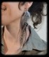 Boucle d'oreille unique double en plumes naturelles - Collection Ethologos
