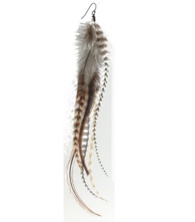 Boucle d'oreille unique double en plumes naturelles - Collection Ethologos